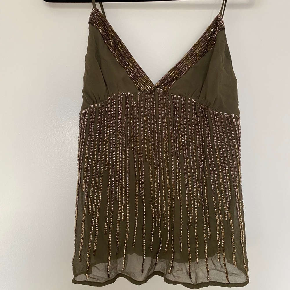 French Connection green sequin top